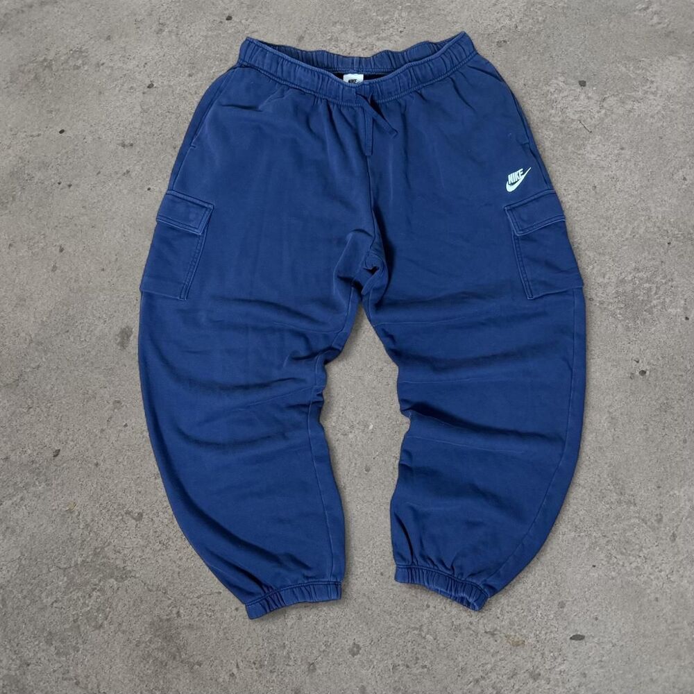 Y2K Nike Baggy Navy Blue Sweatpants Cargo Pockets Size Large